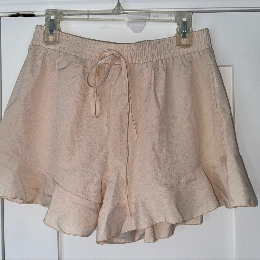 SHEIN High Waist Cream Ruffle Shorts